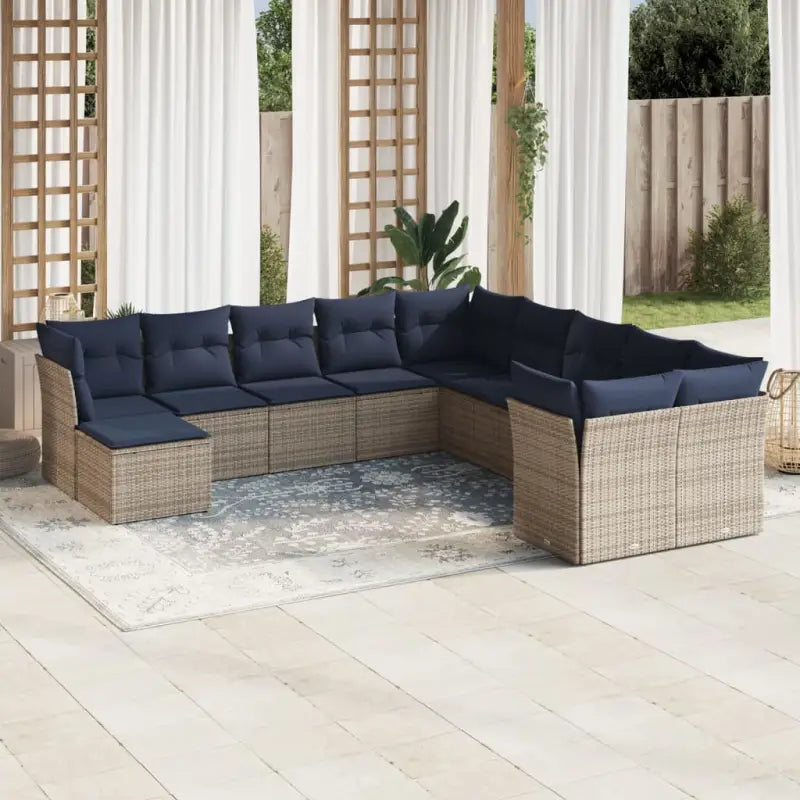 Lounge tuinset in zwart materiaal van gepoedercoat staal met afmetingen - Beige en grijs / Zonder tafel - Tuinsets