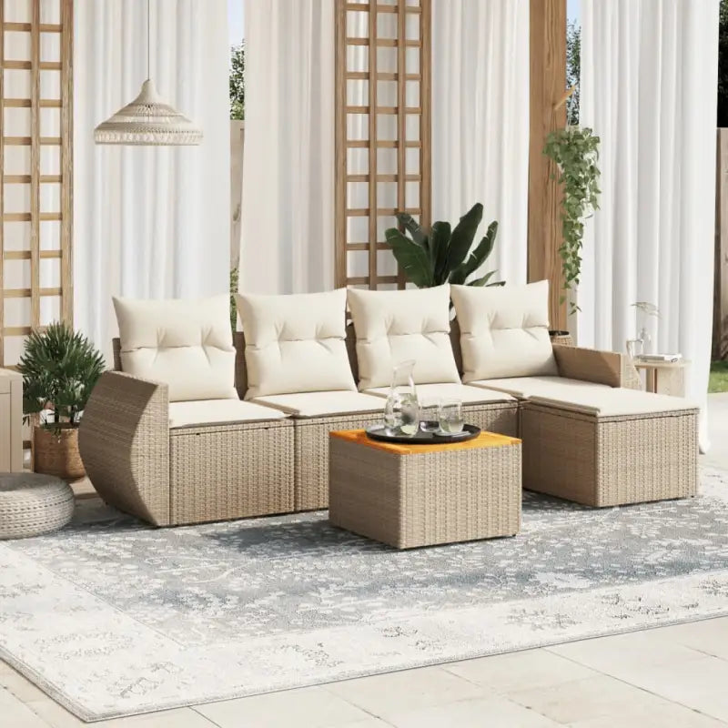 Lounge Tuinset met Beige Materiaal en Gepoedercoat Staal Afmetingen - beige en crèmekleurig - Tuinsets