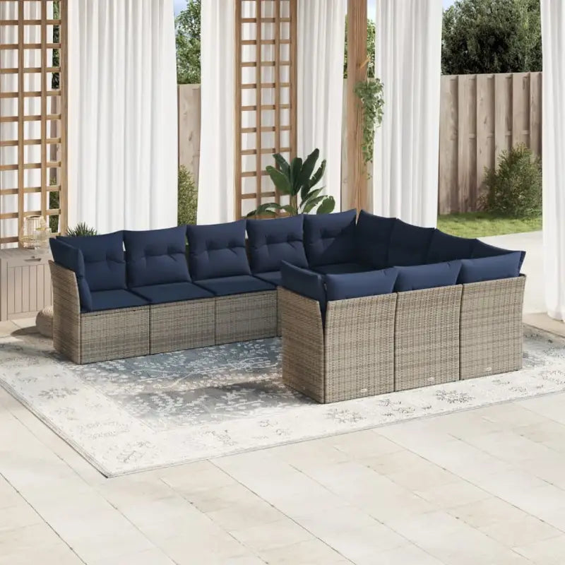 Lounge tuinset met bruin poly rattan en gepoedercoat staal - Beige en grijs / Zonder tafel - Tuinsets