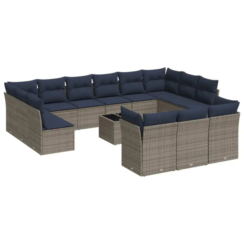 Lounge tuinset met poly rattan en grijs materiaal voor buiten - Beige en grijs / Met tafel - Tuinsets
