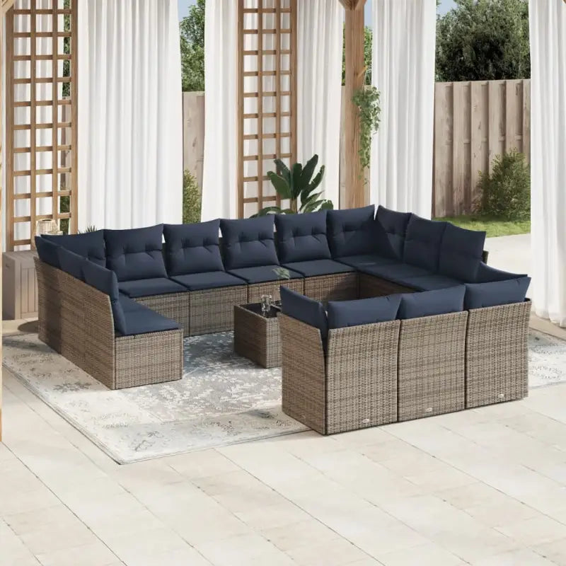 Lounge tuinset met poly rattan en grijs materiaal voor buiten - Beige en grijs / Met tafel - Tuinsets