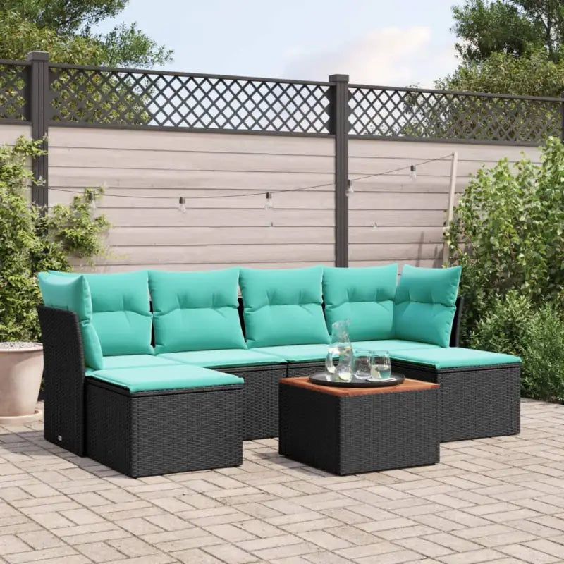Lounge Tuinset van Gepoedercoat Staal in Zwart Materiaal - Zwart en blauw - Tuinsets