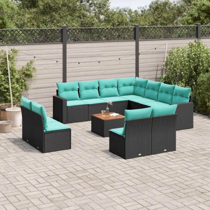 Lounge tuinset van grijs materiaal met gepoedercoat staal en afmetingen - Zwart en blauw - Tuinsets