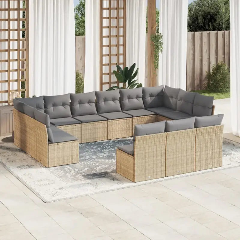 Lounge tuinset van poly rattan met comfortabele zitervaring en gepoedercoat staal - Beige en grijs / Zonder tafel
