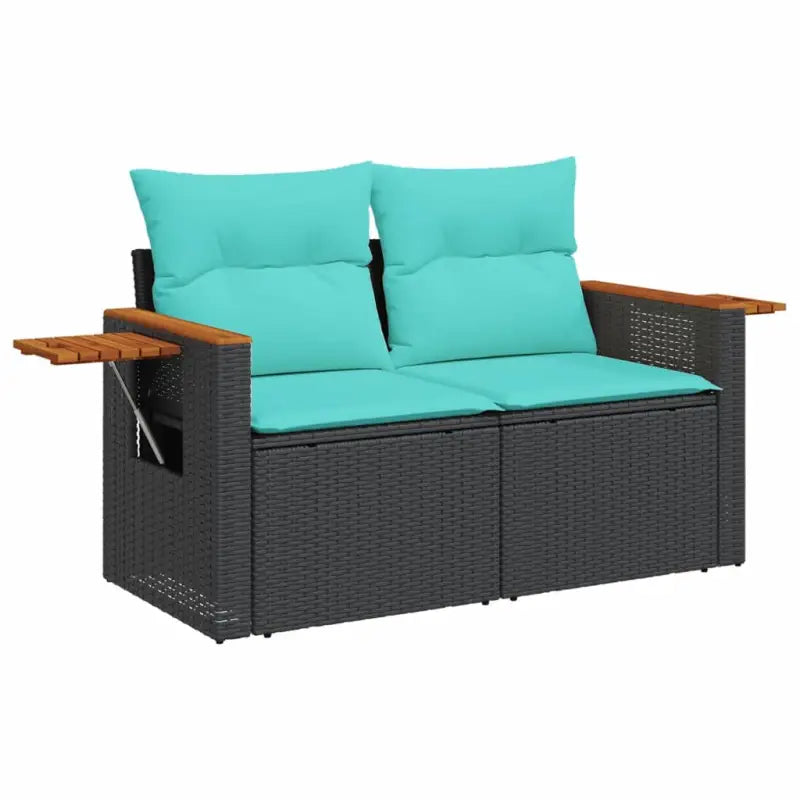 Lounge tuinset van zwart materiaal en gepoedercoat staal met poly rattan - Tuinsets