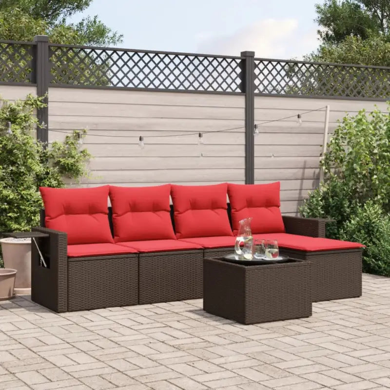 Lounge Tuinsets met Waterdichte Zak en Gepoedercoat Staal Afmetingen - Bruin en rood / Met tafel - Tuinsets