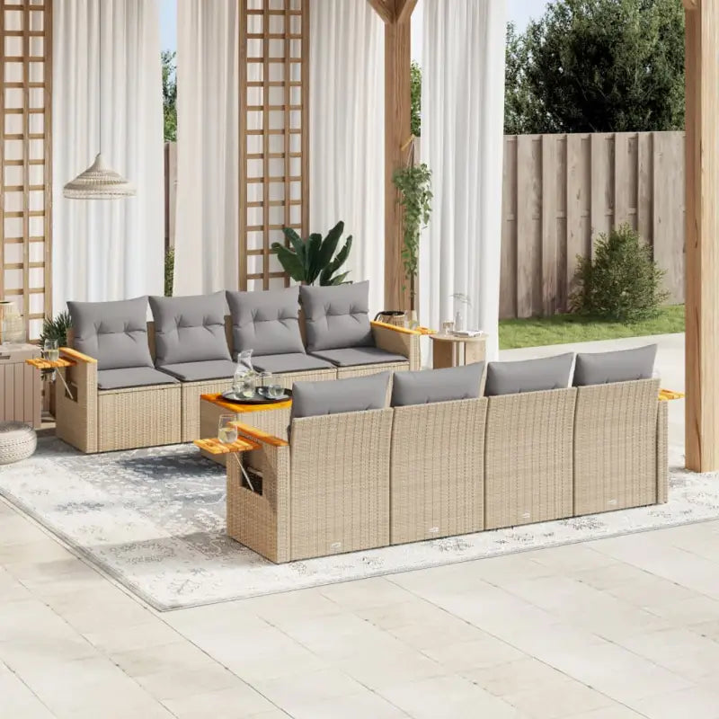 Lounge tuintafelset met poly rattan en gepoedercoat staal - Tuinsets