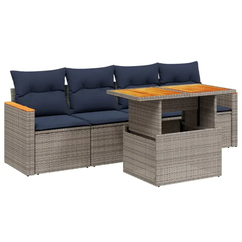 Loungebank in grijs materiaal met poly rattan en gepoedercoat staal - Grijs / zonder opbergruimte - Tuinsets