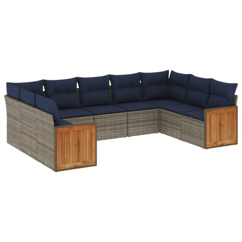 Loungebank in Grijs Materiaal met Waterdichte Zak en Gepoedercoat Staal - Grijs en blauw / Zonder tafel - Tuinsets
