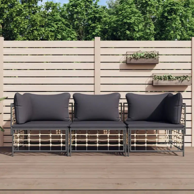 Loungebank in poly rattan en antraciet materiaal voor buitenplezier - Loungebanken