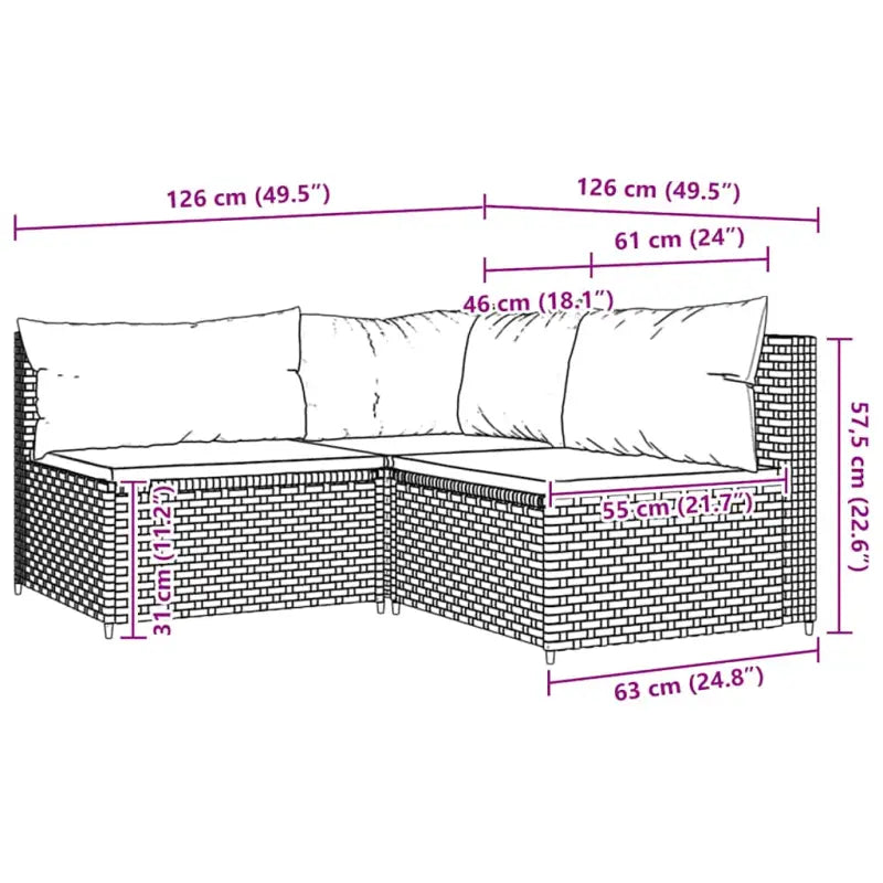 Loungebank met poly rattan en afmetingen kussen voor tuinplezier - Loungebanken