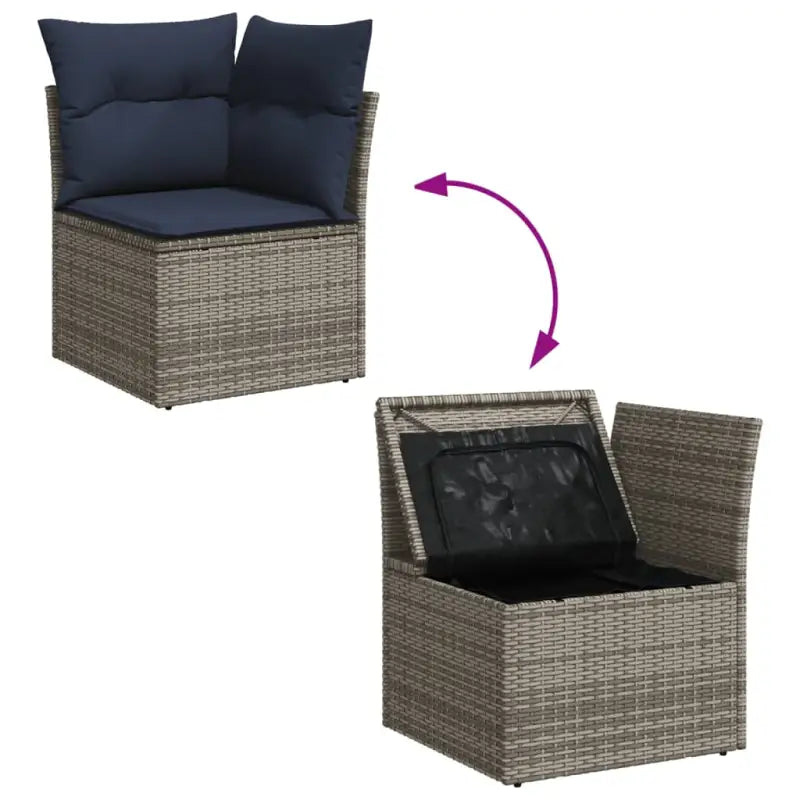 Loungebank set met waterdichte tas en grijs gepoedercoat staal - Grijs - Tuinsets