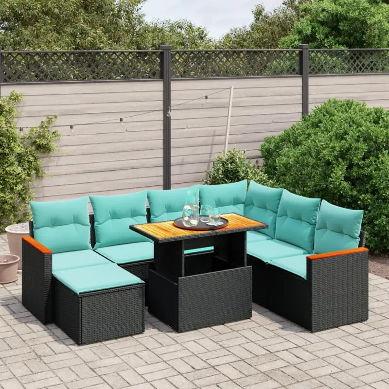 Loungebank set voor tuin met zwart materiaal en gepoedercoat staal - Zwart - Tuinsets