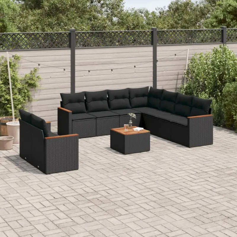 Loungebank set voor tuin of terras in zwart gepoedercoat staal - Zwart / Met tafel - Tuinsets