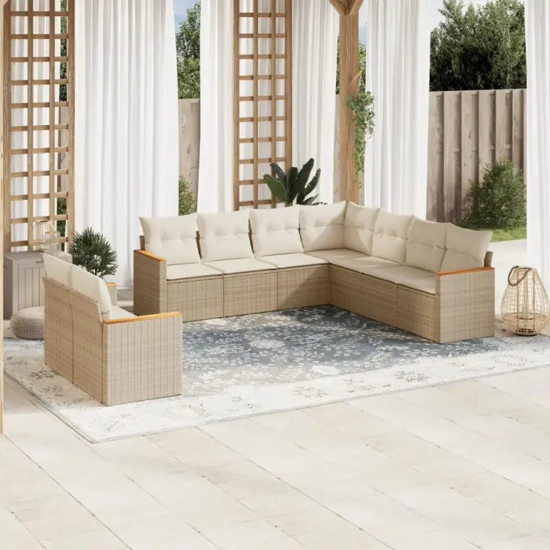 Loungebank set voor tuin of terras in zwart gepoedercoat staal - Beige / Zonder tafel - Tuinsets