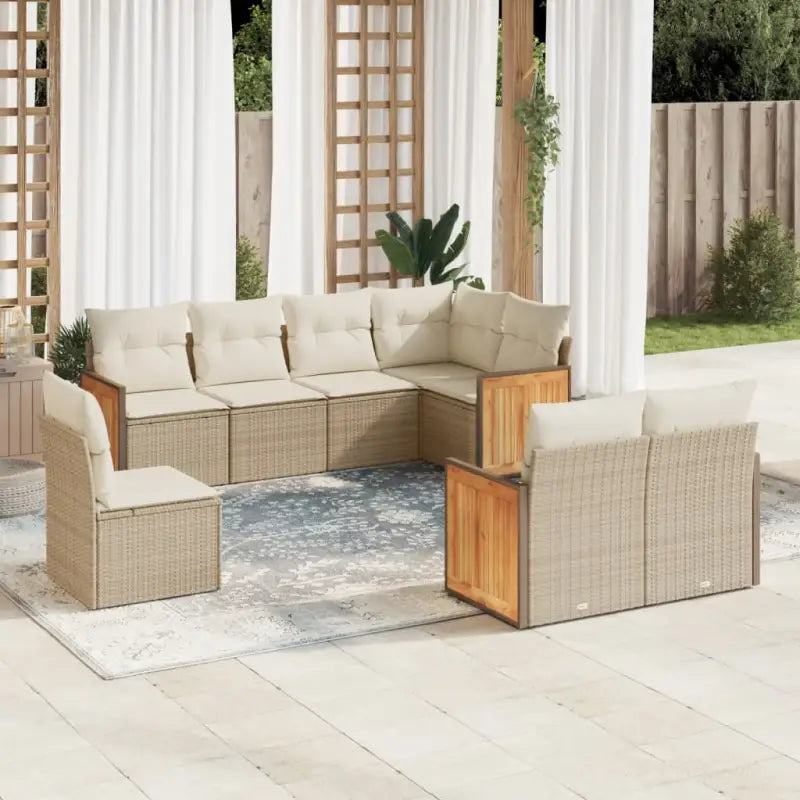 Loungebank van gepoedercoat staal voor tuin of terras in zwart materiaal - beige en crèmekleurig / Zonder tafel