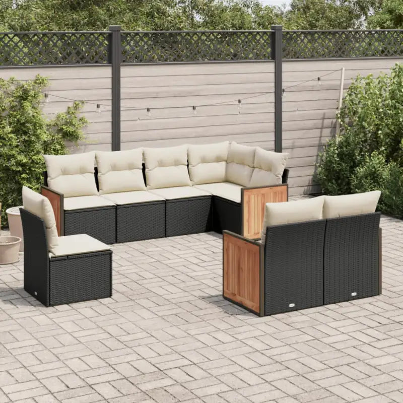 Loungebank van gepoedercoat staal voor tuin of terras in zwart materiaal - Zwart en crème / Zonder tafel - Tuinsets