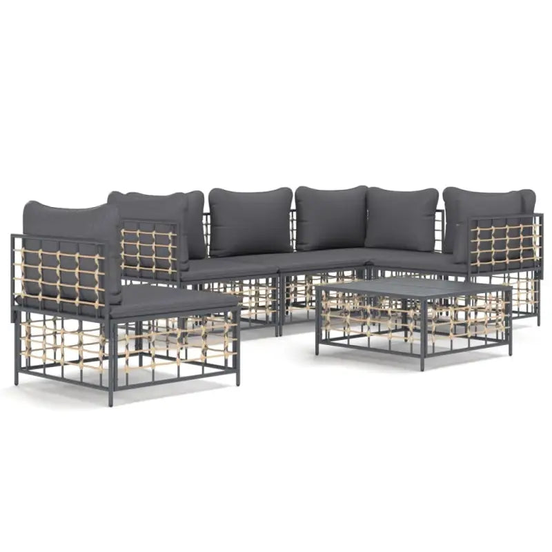 Loungebank van poly rattan met antraciet materiaal en gepoedercoat staal - Loungebanken