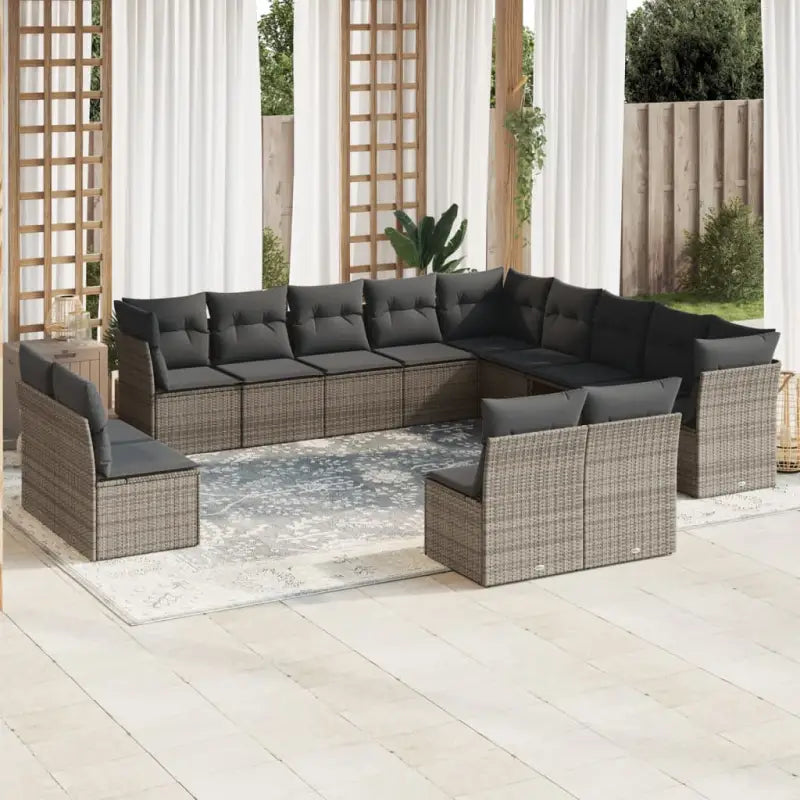 Loungebank van poly rattan met comfortabele zitervaring en gepoedercoat staal - Grijs / Zonder tafel - Tuinsets