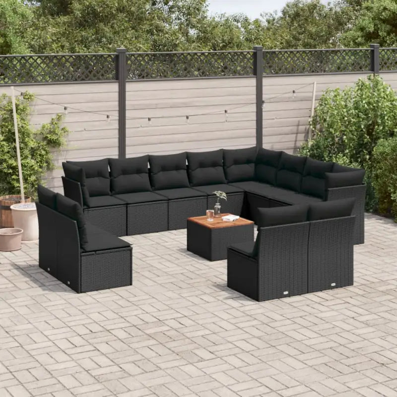 Loungebank van poly rattan met gepoedercoat staal en afmetingen naar keuze - Zwart - Tuinsets