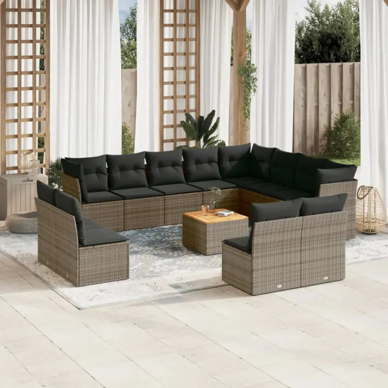 Loungebank van poly rattan met gepoedercoat staal en afmetingen naar keuze - Grijs - Tuinsets