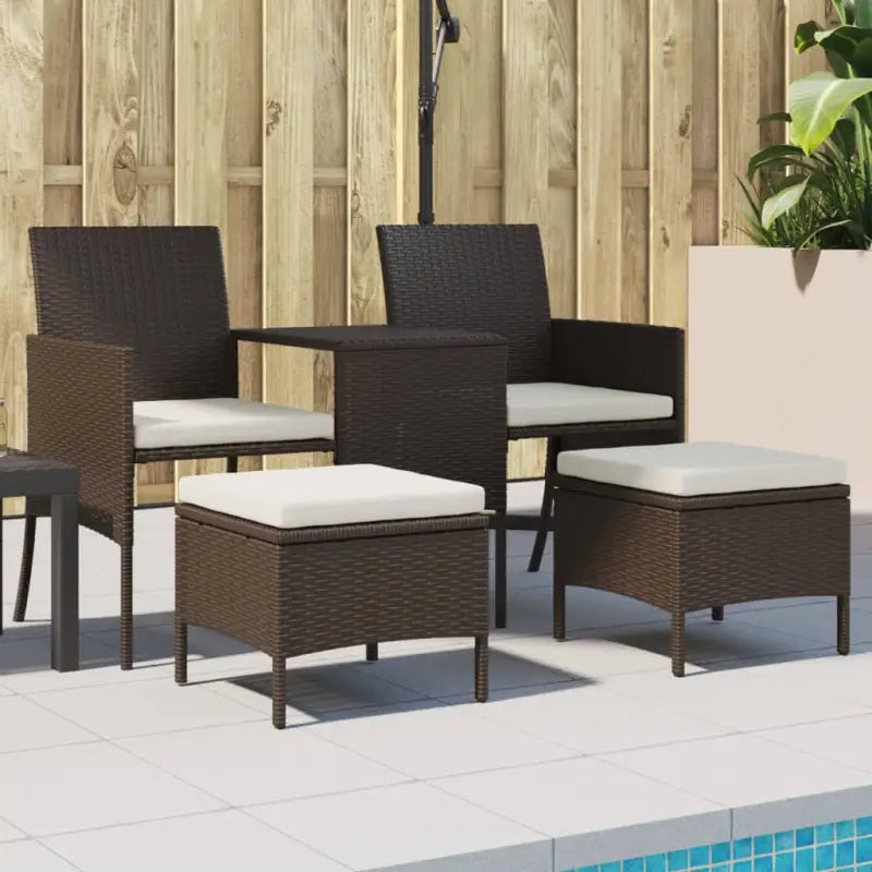 Loungebank van poly rattan met gepoedercoat staal en wasbare hoes - Bruin / 1 - Loungebanken