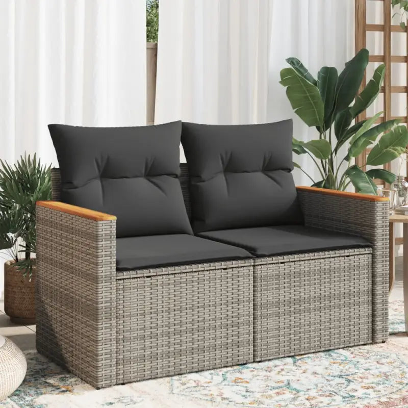 Loungebank van poly rattan met waterdichte zak voor comfortabele zitervaring - Grijs / 1 / met opbergruimte