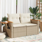 Loungebank van poly rattan met waterdichte zak voor comfortabele zitervaring - Beige en wit / 1 / zonder opbergruimte