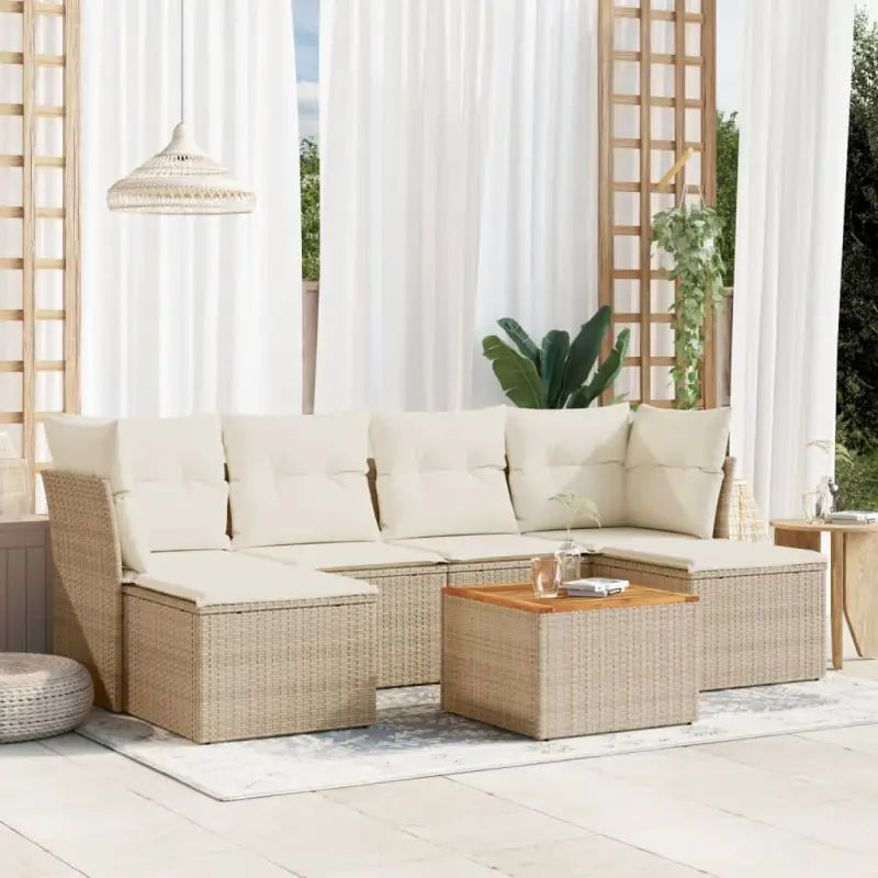 Loungebank van zwart gepoedercoat staal voor terras en tuin - beige en crèmekleurig - Tuinsets