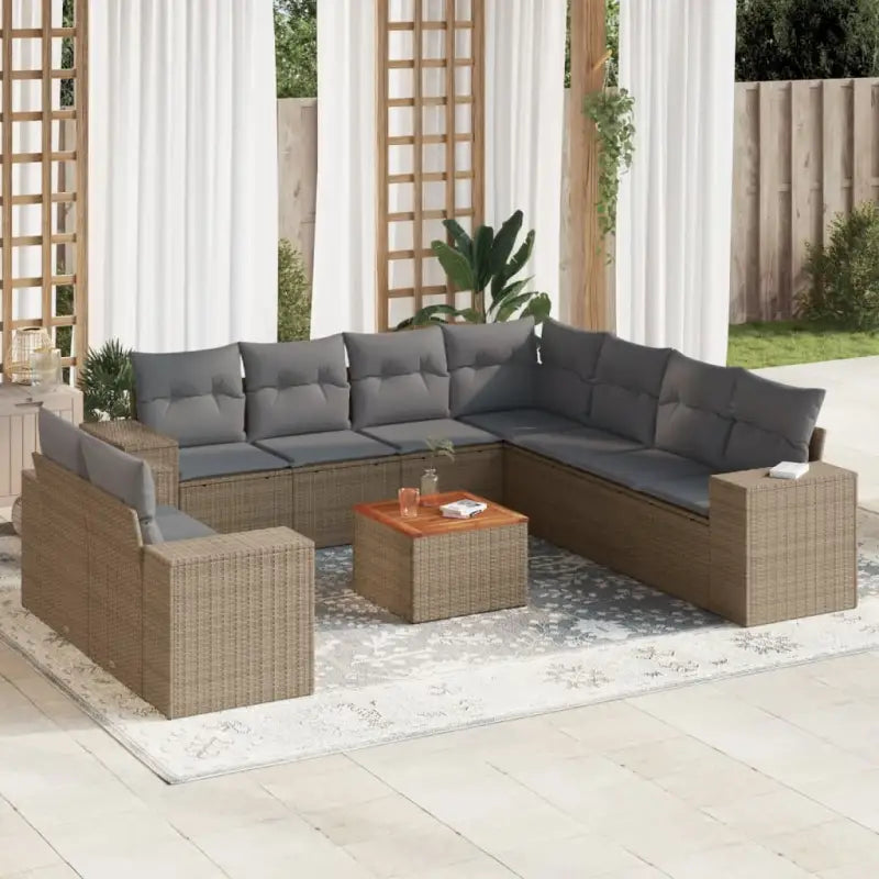 Loungebank voor tuin met beige materiaal en gepoedercoat staal - Tuinsets