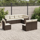 Loungebank voor tuin met gepoedercoat staal en beige materiaal - Bruin en crème / Zonder tafel - Tuinsets
