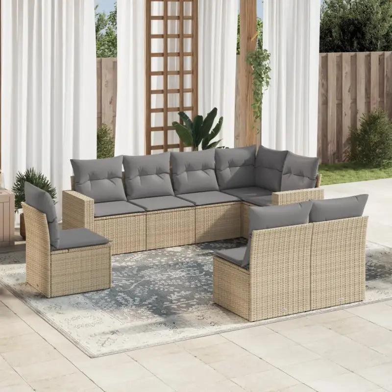 Loungebank voor tuin met gepoedercoat staal en beige materiaal - Beige en grijs / Zonder tafel - Tuinsets