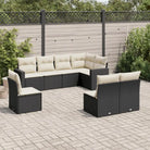 Loungebank voor tuin met gepoedercoat staal en beige materiaal - Zwart en crème / Zonder tafel - Tuinsets