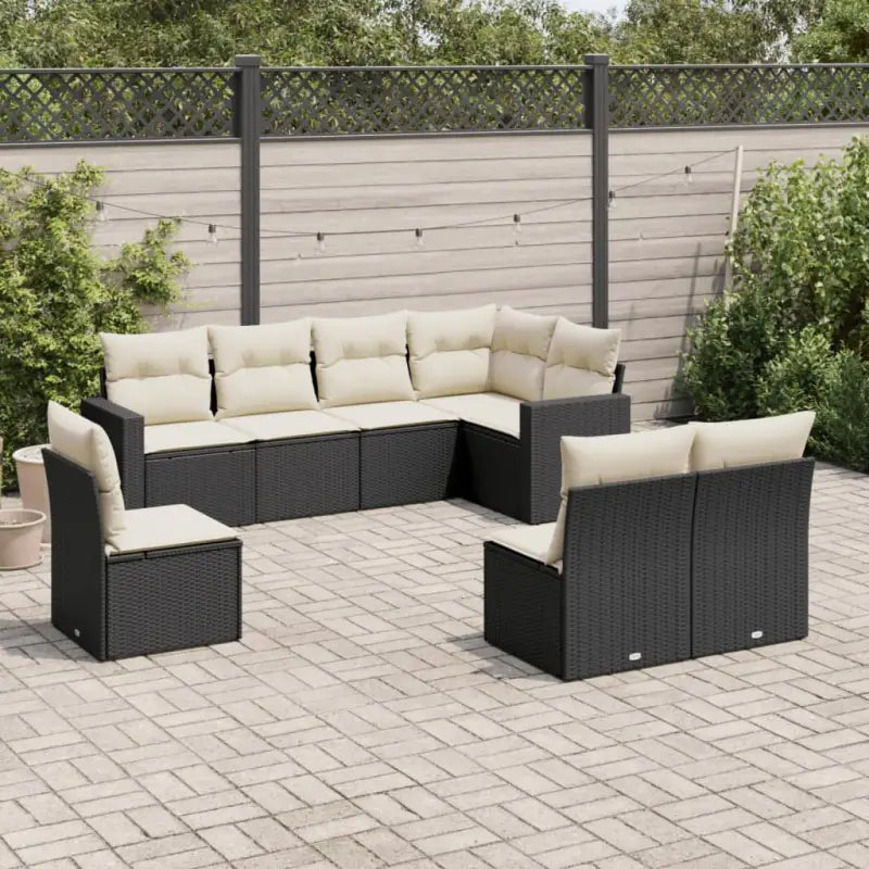 Loungebank voor tuin met gepoedercoat staal en beige materiaal - Zwart en crème / Zonder tafel - Tuinsets