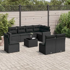 Loungebank voor tuin met gepoedercoat staal en beige materiaal - Zwart / Met tafel - Tuinsets