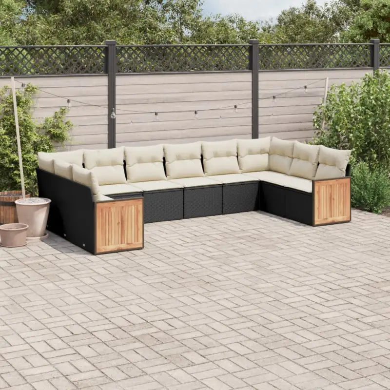 Loungebank voor tuin met gepoedercoat staal en zwart materiaal - Zwart en crème / Zonder tafel - Tuinsets