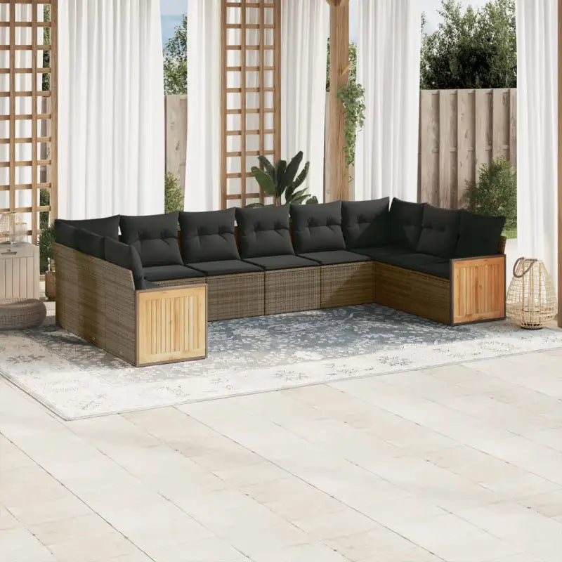 Loungebank voor tuin met gepoedercoat staal en zwart materiaal - Grijs / Zonder tafel - Tuinsets