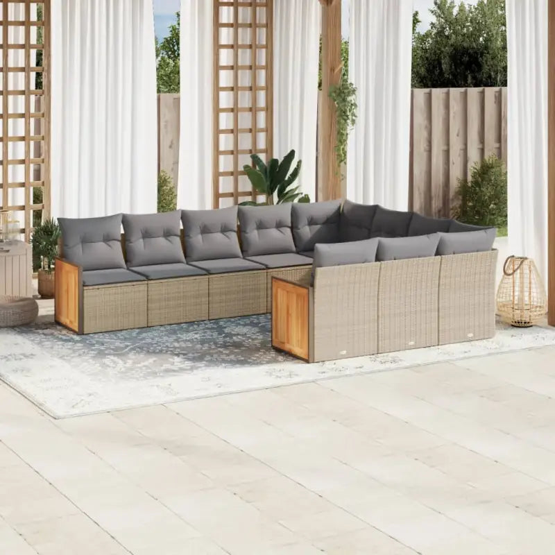Loungebank voor tuin of terras met gepoedercoat staal en zwart materiaal - Beige en grijs / Zonder tafel - Tuinsets