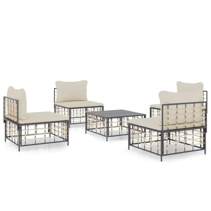 Loungebanken in antraciet poly rattan met gepoedercoat staal - Loungebanken