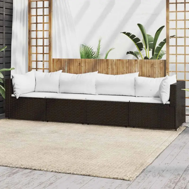 Loungebanken met poly rattan en eenvoudig schoon design - Bruin / 1 / 2x hoek + 2x midden - Loungebanken