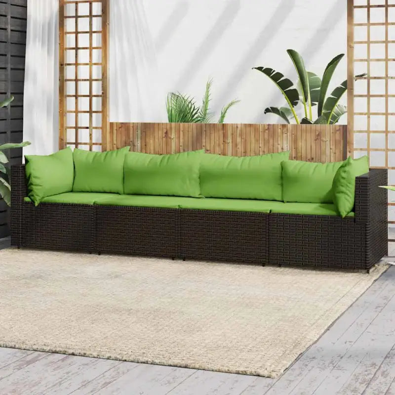 Loungebanken met poly rattan en eenvoudig schoon design - Bruin en groen / 1 / 2x hoek + 2x midden - Loungebanken