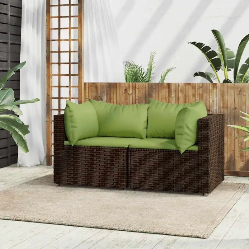 Loungebanken met poly rattan en eenvoudig schoon design - Bruin en groen / 1 / 2x hoek - Loungebanken