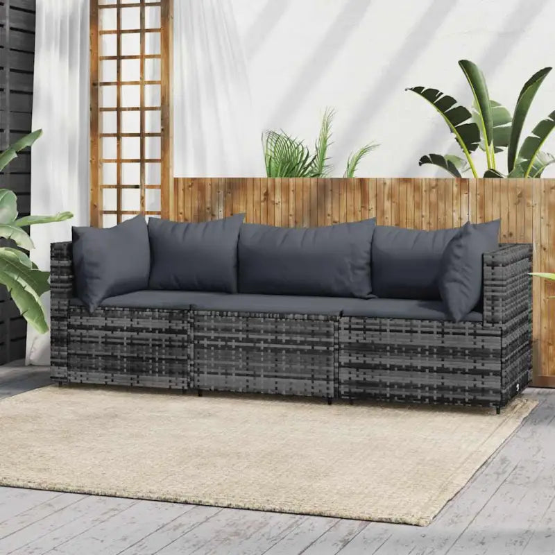 Loungebanken met poly rattan en eenvoudig schoon design - Grijs / 1 / 2x hoek + midden - Loungebanken
