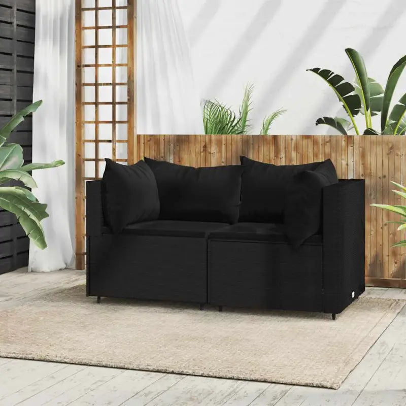 Loungebanken met poly rattan en eenvoudig schoon design - Zwart / 1 / 2x hoek - Loungebanken