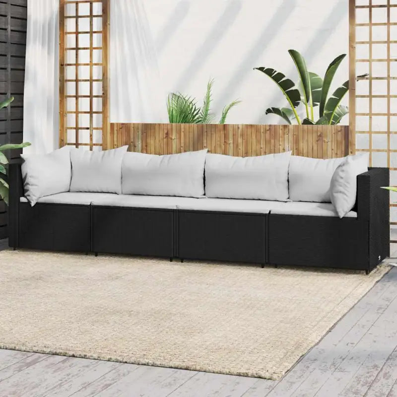 Loungebanken met poly rattan en eenvoudig schoon design - Zwart en wit / 1 / 2x hoek + 2x midden - Loungebanken