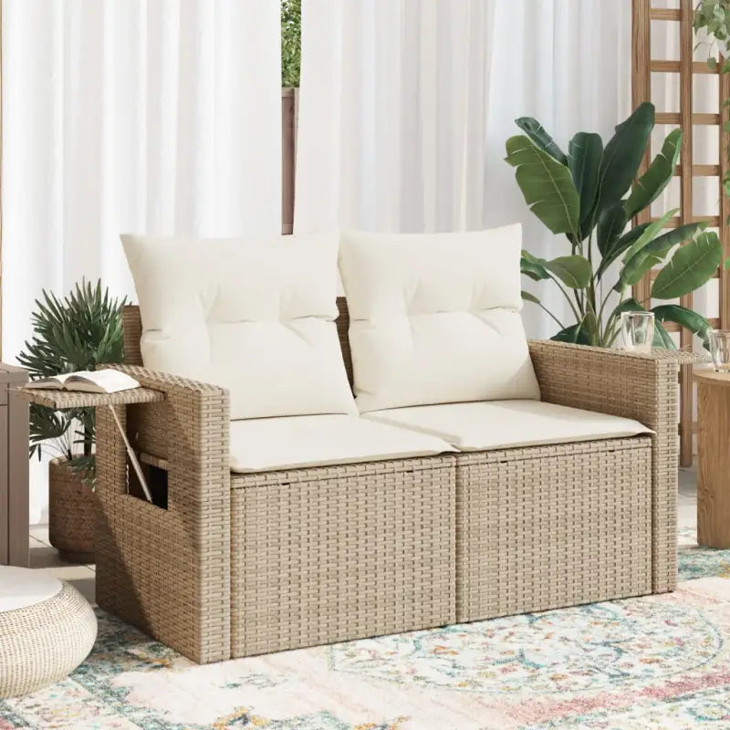 Loungebanken met poly rattan voor een comfortabele zitervaring buiten - beige en crèmekleurig / 1 / zonder opbergruimte