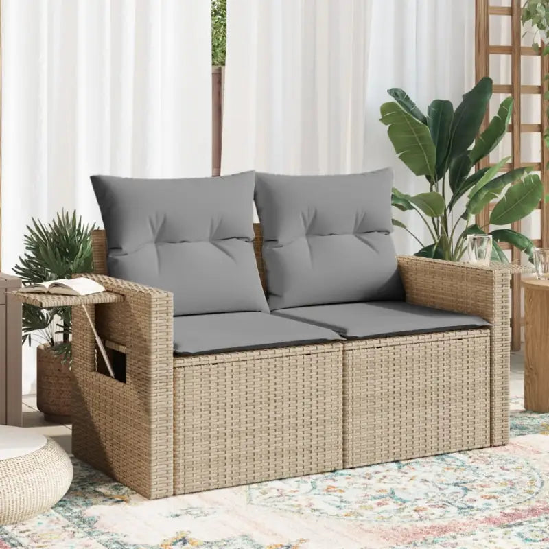 Loungebanken met poly rattan voor een comfortabele zitervaring buiten - Beige en grijs / 1 / zonder opbergruimte
