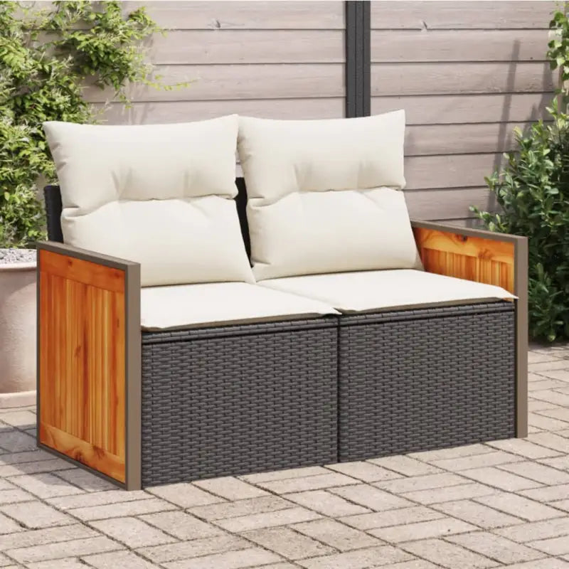Loungebanken van poly rattan voor een comfortabele zitervaring met wasbare hoes - Zwart en wit / 1 / met opbergruimte