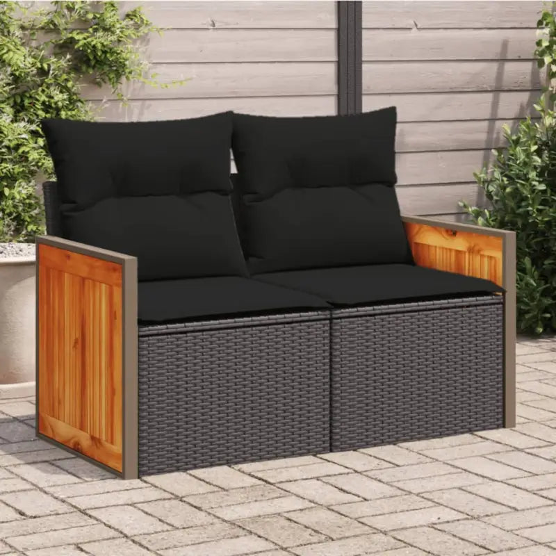 Loungebanken van poly rattan voor een comfortabele zitervaring met wasbare hoes - Zwart / 1 / met opbergruimte