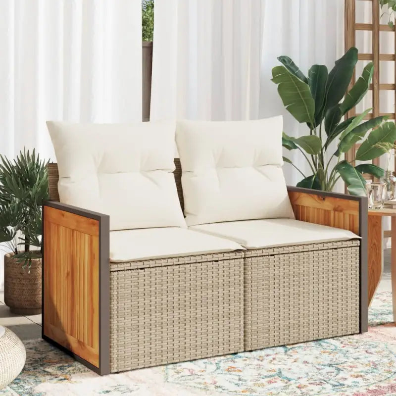 Loungebanken van poly rattan voor een comfortabele zitervaring met wasbare hoes - Beige en wit / 1 / met opbergruimte